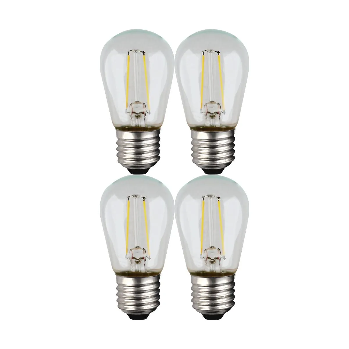 S14 Filament LED Bulb, 1W, 100 Lumens, 2700K, E26 Base, Clear Finish, Pack Of 4