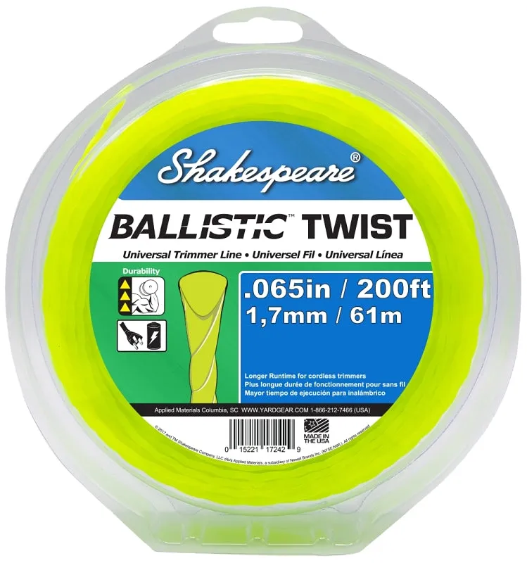 Shakespeare Ballistic 17242 Trimmer Twist Line, 0.065 in Dia, 200 ft L :EA: QUANTITY: 1