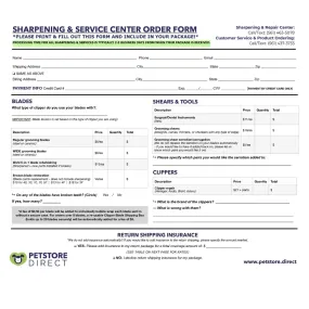 Sharpening and Repair Form by PetStore.Direct