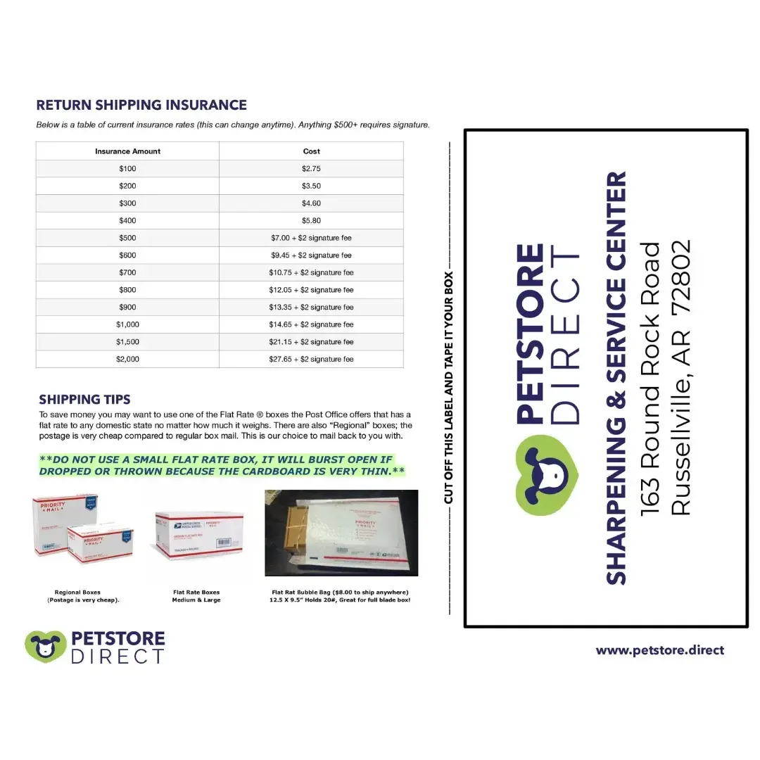 Sharpening and Repair Form by PetStore.Direct