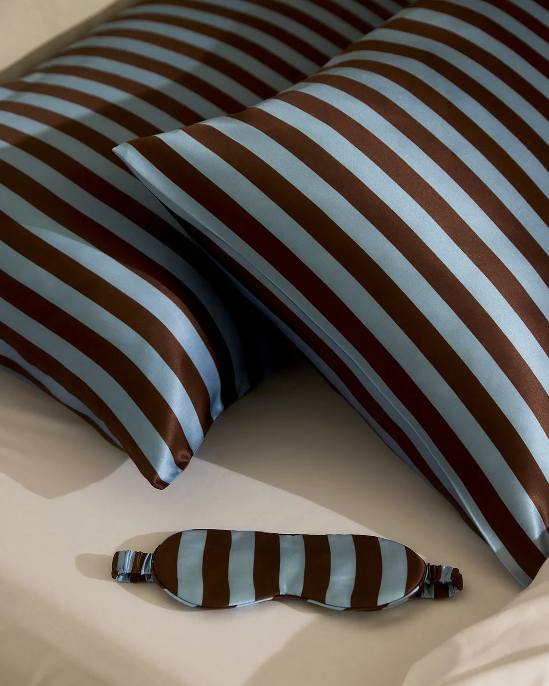 Silk Pillowcase - Iced Chocolate Stripes