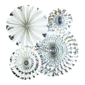 Silver - Party Fans 4/pkg