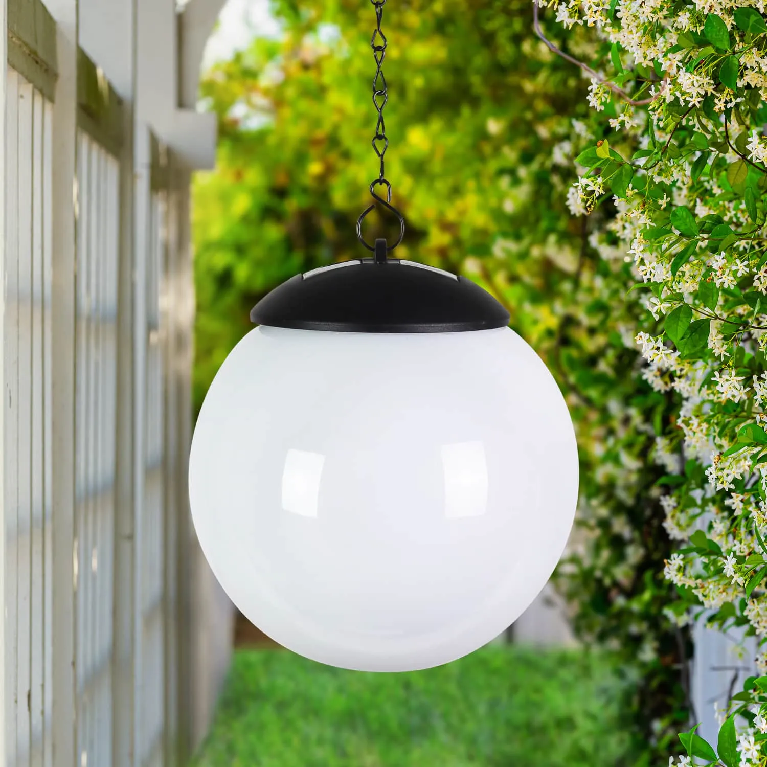 Solar Color Changing Plastic Hanging Ball Light, 6 by 19 Inches