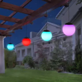 Solar Color Changing Plastic Hanging Ball Light, 6 by 19 Inches