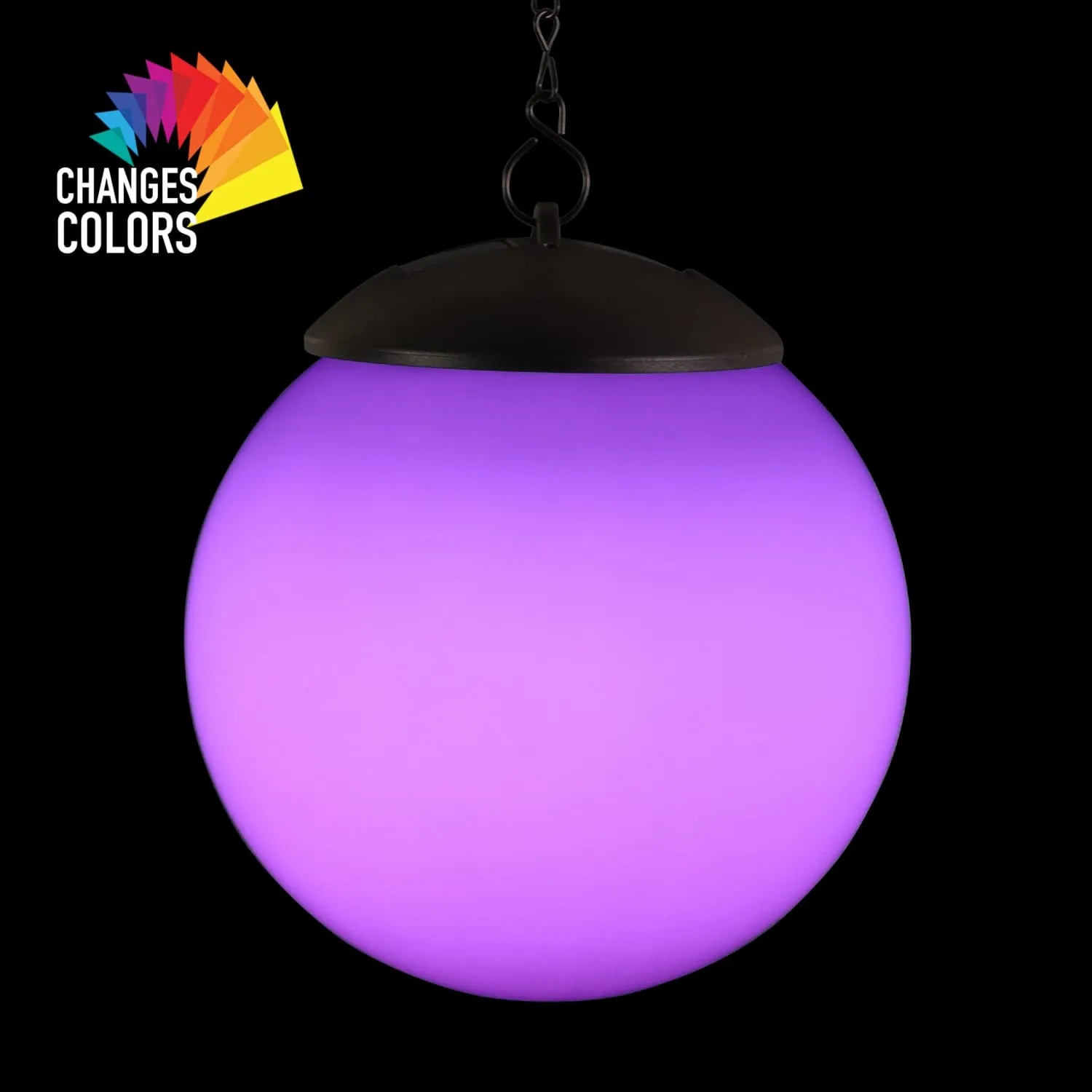 Solar Color Changing Plastic Hanging Ball Light, 6 by 19 Inches