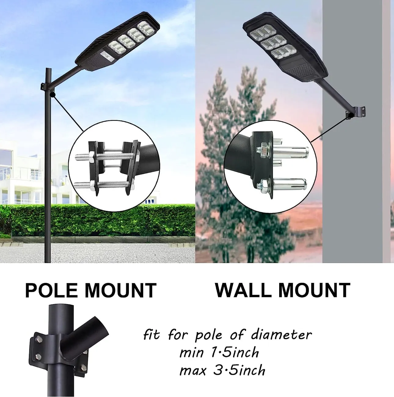 Solar Lighting Mounting Bracket Extension Pole Kit Wall Black Metal Pipes Barn Lights Fixture Antenna Adaptor Outdoor Arm for Street Light,Wall Mounted Tire,Barn Lamp,Post Tree