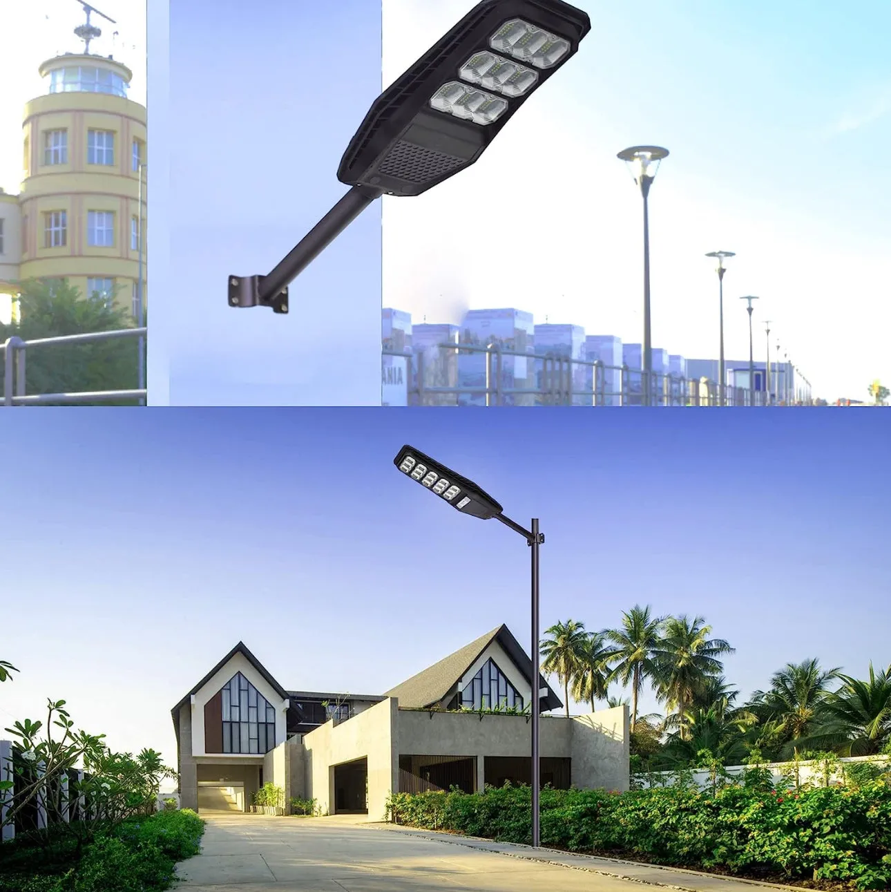 Solar Lighting Mounting Bracket Extension Pole Kit Wall Black Metal Pipes Barn Lights Fixture Antenna Adaptor Outdoor Arm for Street Light,Wall Mounted Tire,Barn Lamp,Post Tree