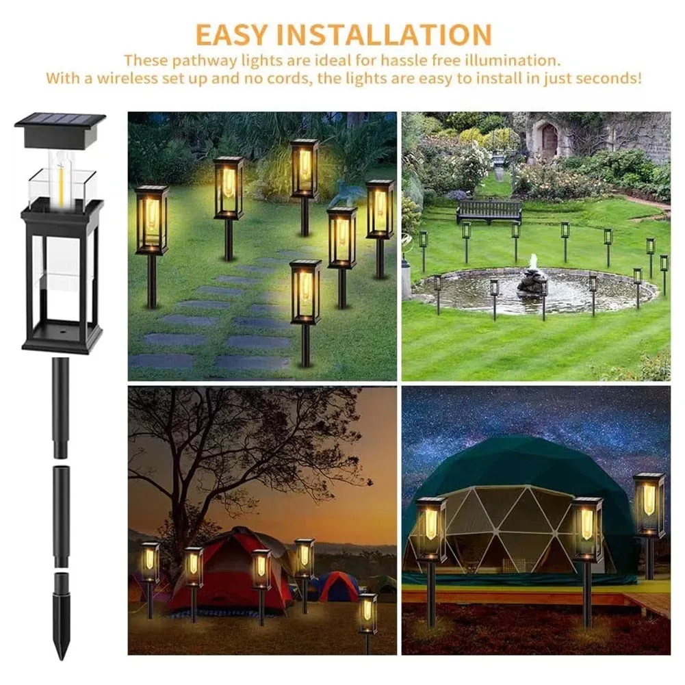 Solar Outdoor Garden Light Waterproof Solar Pathway Light Tungsten Landscape Warm White Night Light for Lawn Patio Pathway Decor