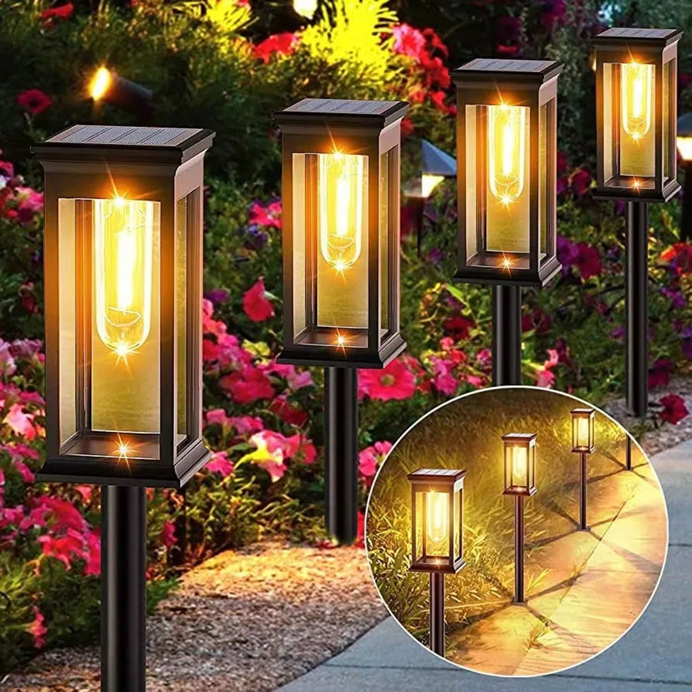 Solar Outdoor Garden Light Waterproof Solar Pathway Light Tungsten Landscape Warm White Night Light for Lawn Patio Pathway Decor