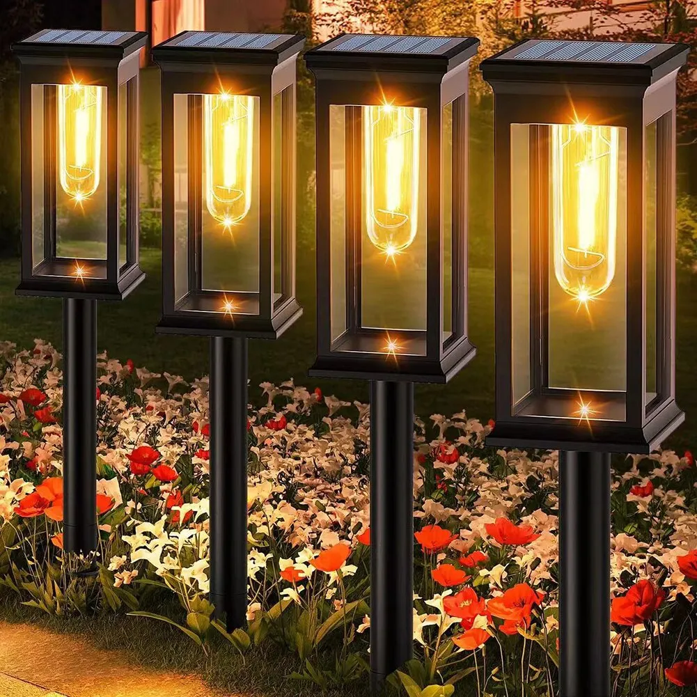 Solar Outdoor Garden Light Waterproof Solar Pathway Light Tungsten Landscape Warm White Night Light for Lawn Patio Pathway Decor