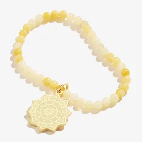 Solar Plexus Chakra Charm Stretch Bracelet Shiny Gold