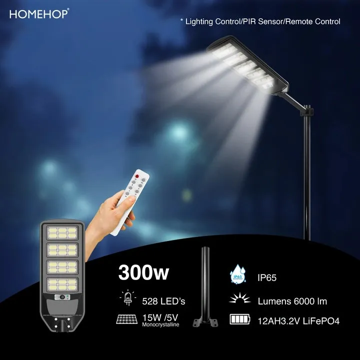 Solar Powered 300W Street Light With Automatic Waterproof Sensor Light For Home, Garden and Outdoor