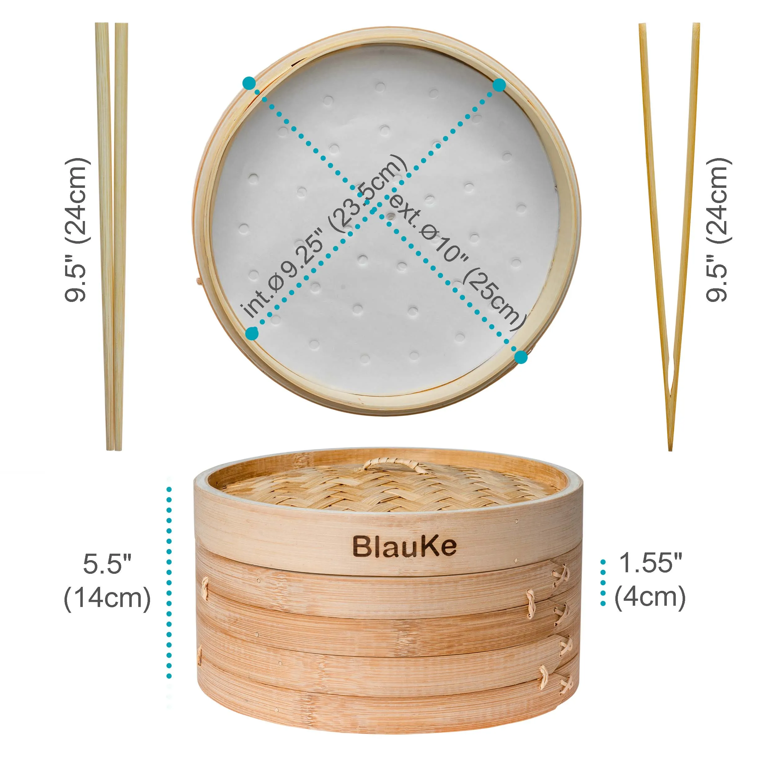 Sustainable 2-Tier 100% Bamboo Steamer Basket