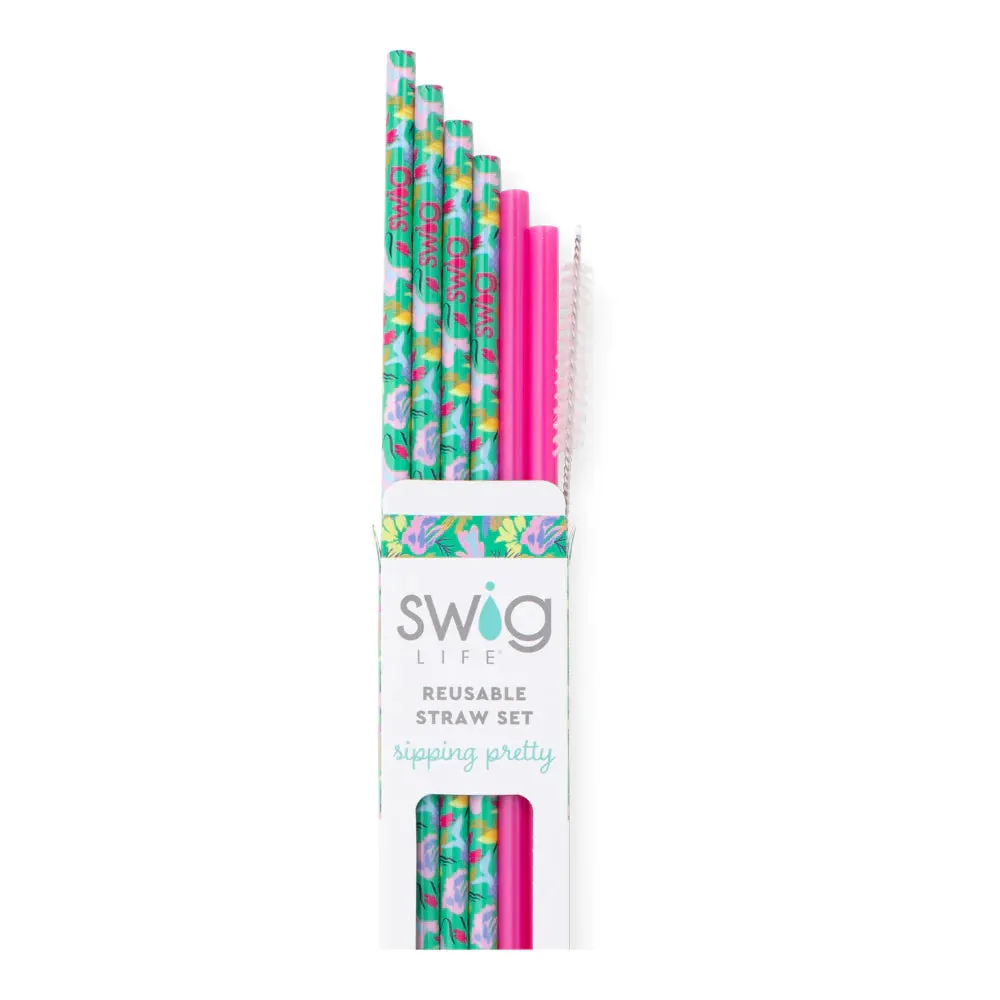 Swig | Paradise   Hot Pink Reusable Straw Set