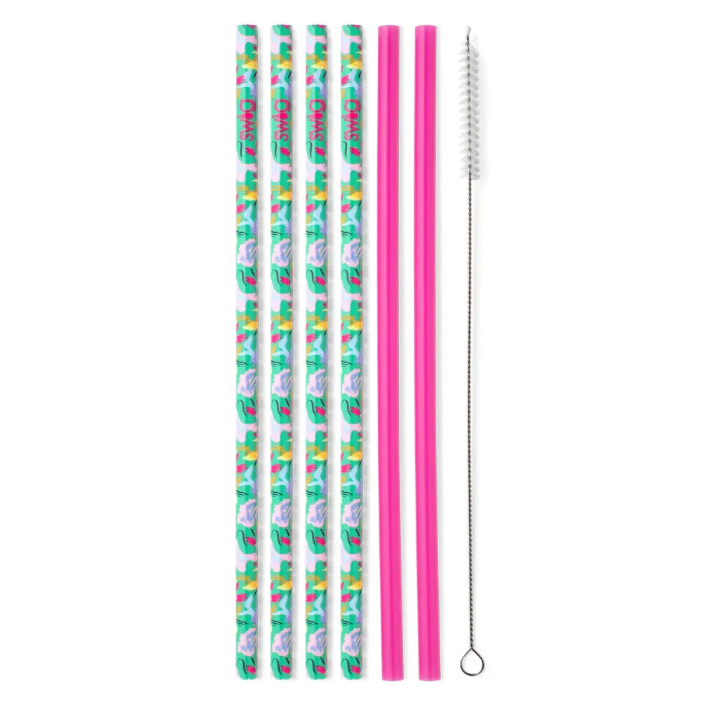 Swig | Paradise   Hot Pink Reusable Straw Set