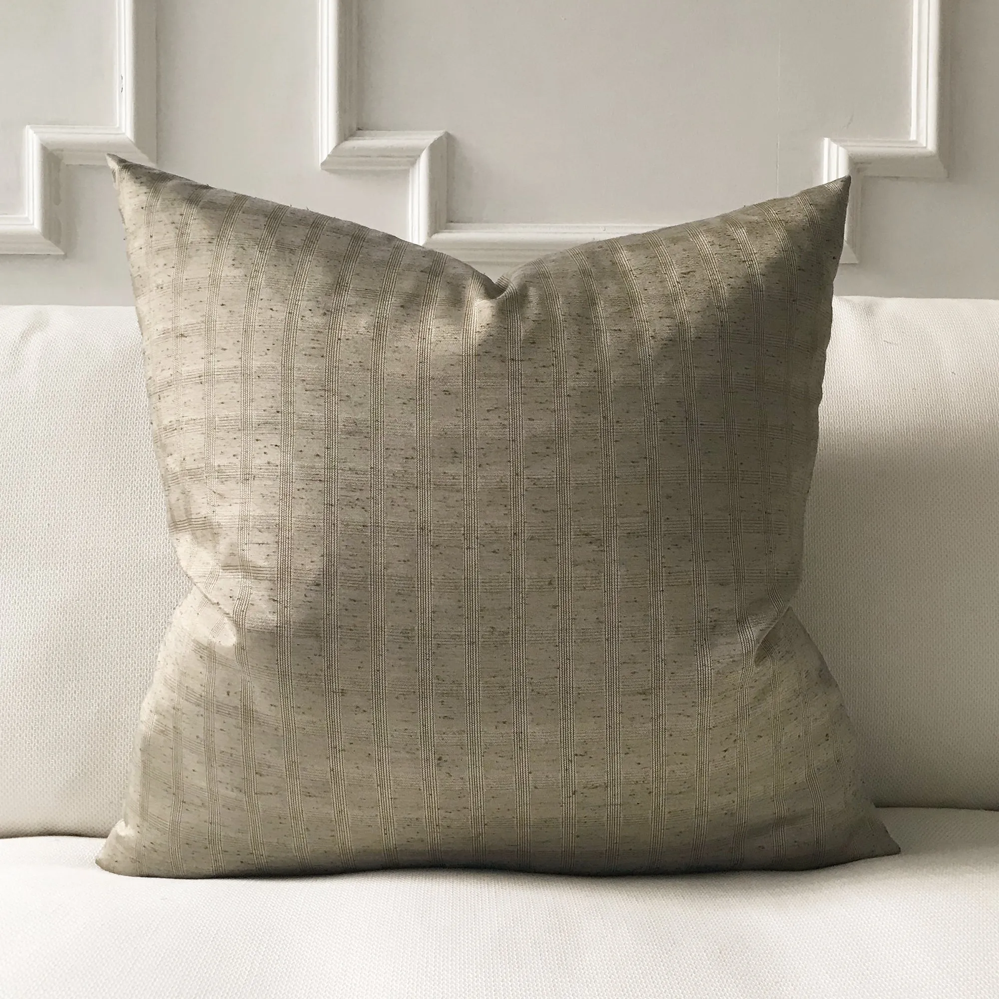 Taupe Oxford Check Throw Pillow Cover 24x24