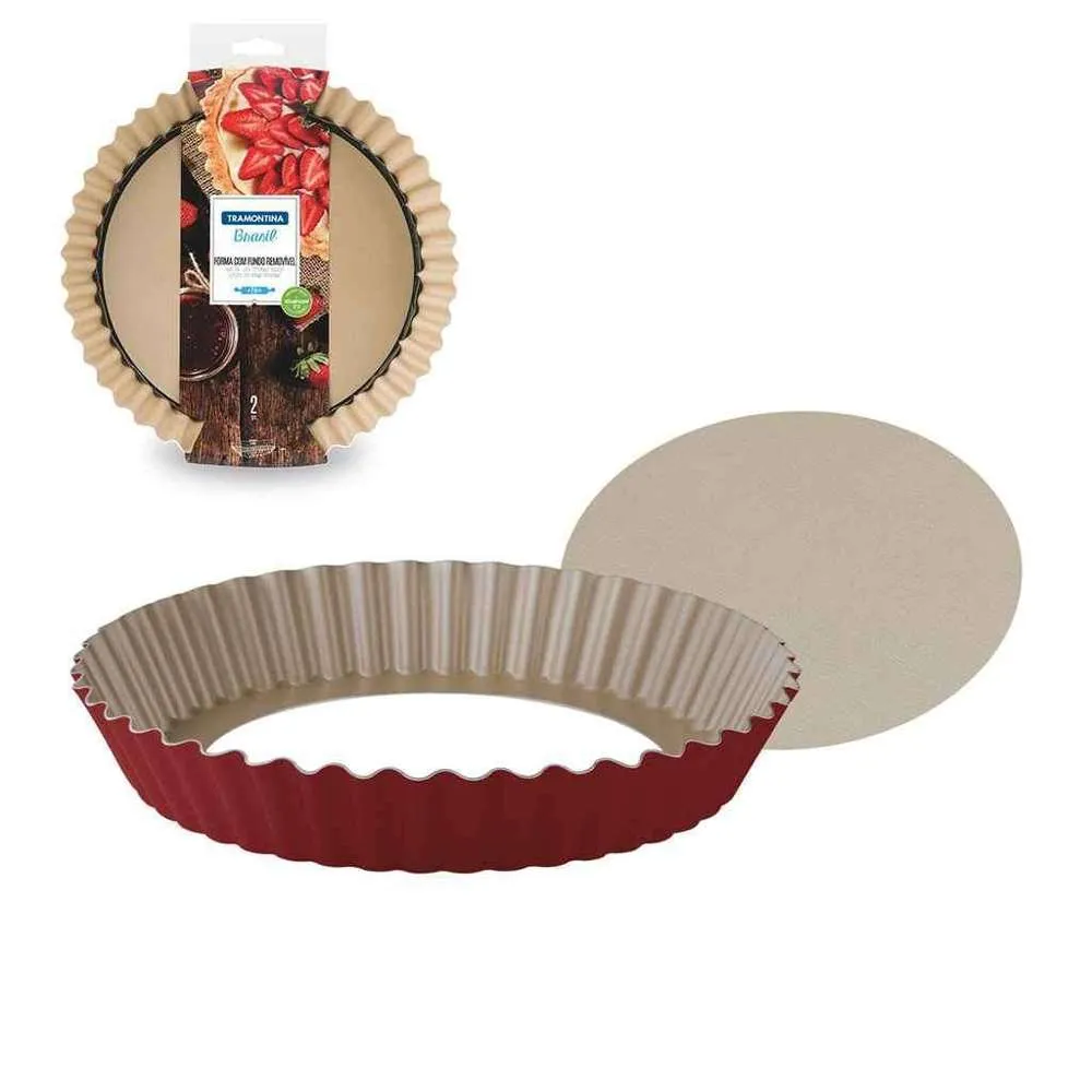 Tramontina Cutleria Brasil Tart & Quiche Pan 24cm with Removable Bottom Red