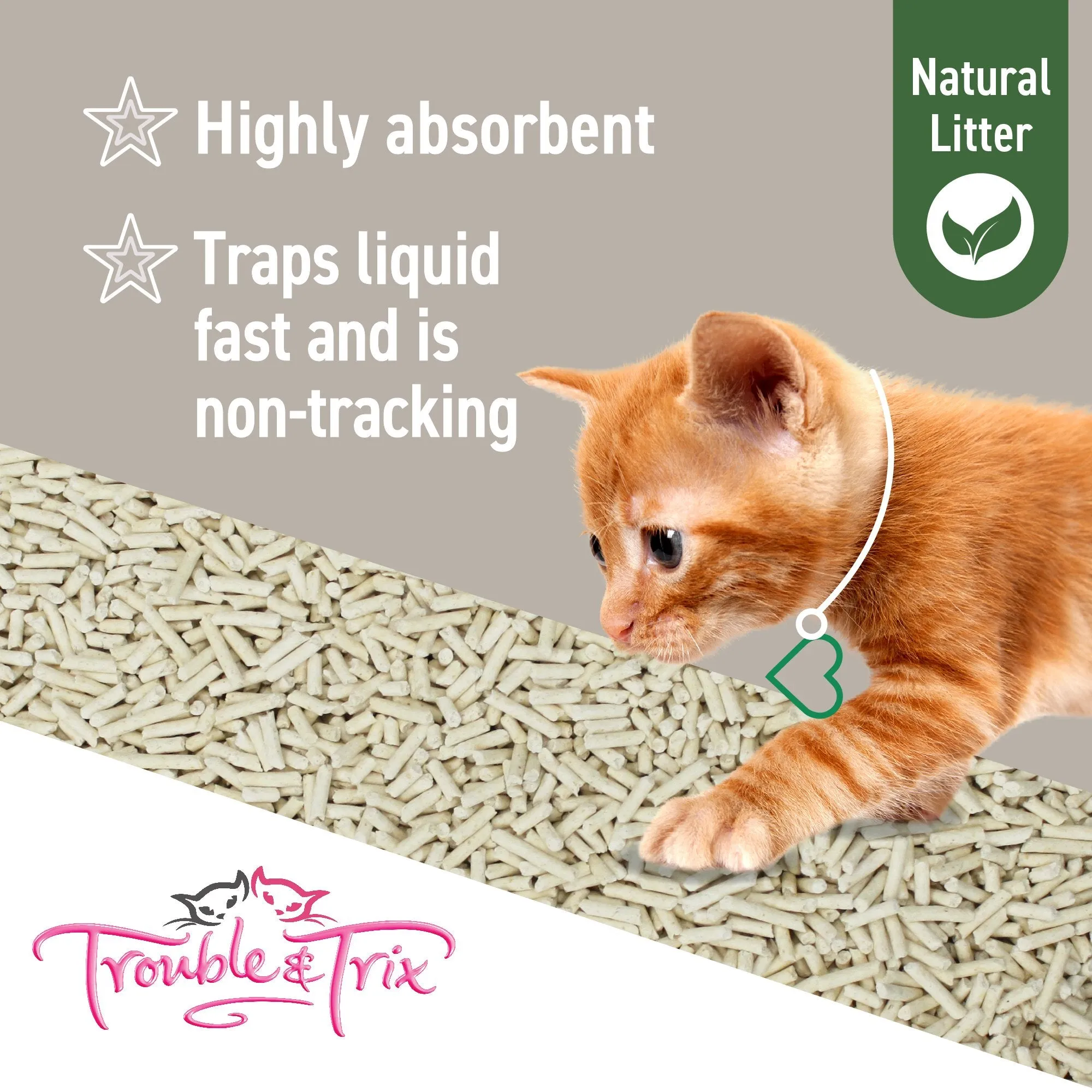 Trouble and Trix Plant Extract Odour Neutralising Natural Pellet Cat Litter 10L/4.8kg