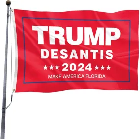 Trump Desantis 2024 Make America Florida Flag 3×5 Ft  Red