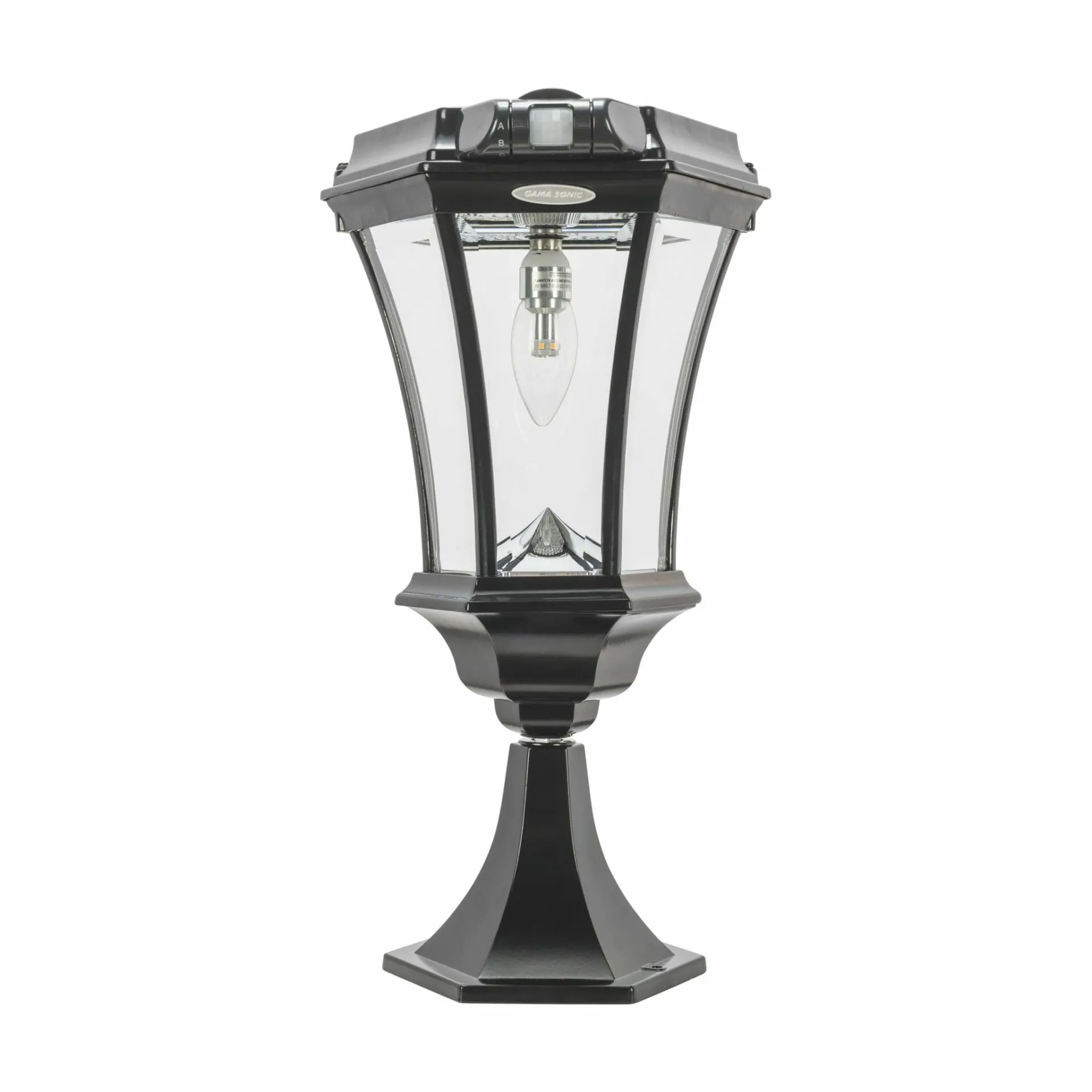 Victorian LED Solar Post Light W/ Motion Sensor, 100 Lumens, CCT Selectable 2700K, Black Finish, 3 Mounting Options Included