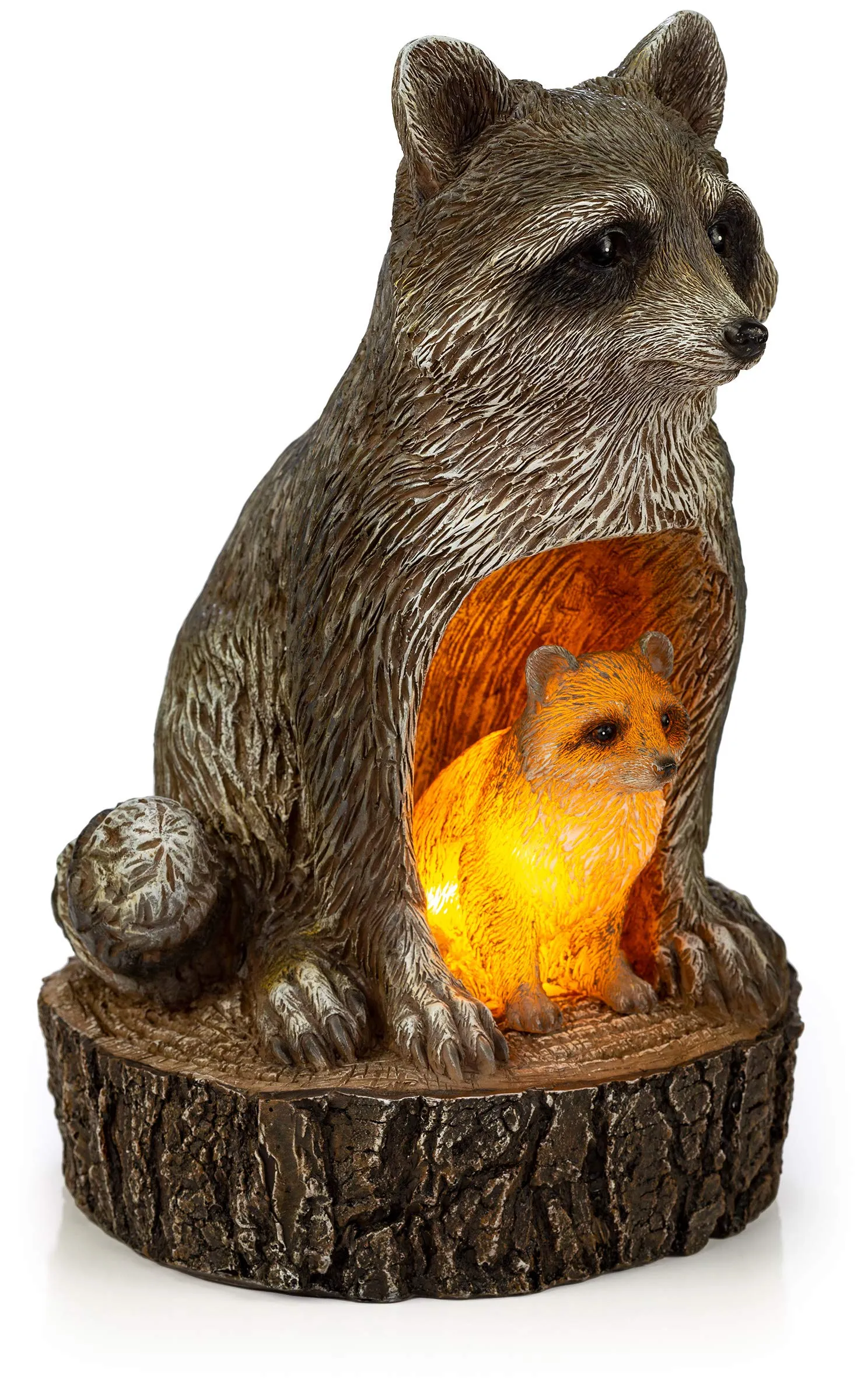 VP Home Mom and Baby Rustic Raccoons Solar Powered LED Outdoor Decor Garden