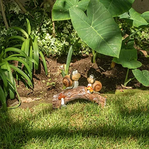 VP Home Snails on a Log Solar Powered LED Outdoor Decor Garden Light