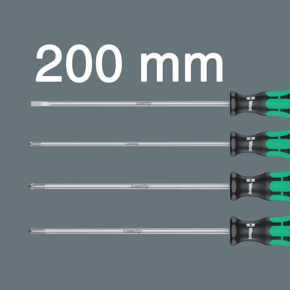 Wera 347736 4pc 335/350/355/4 Kraftform Plus Long Screwdriver Set, PH/PZ/SL