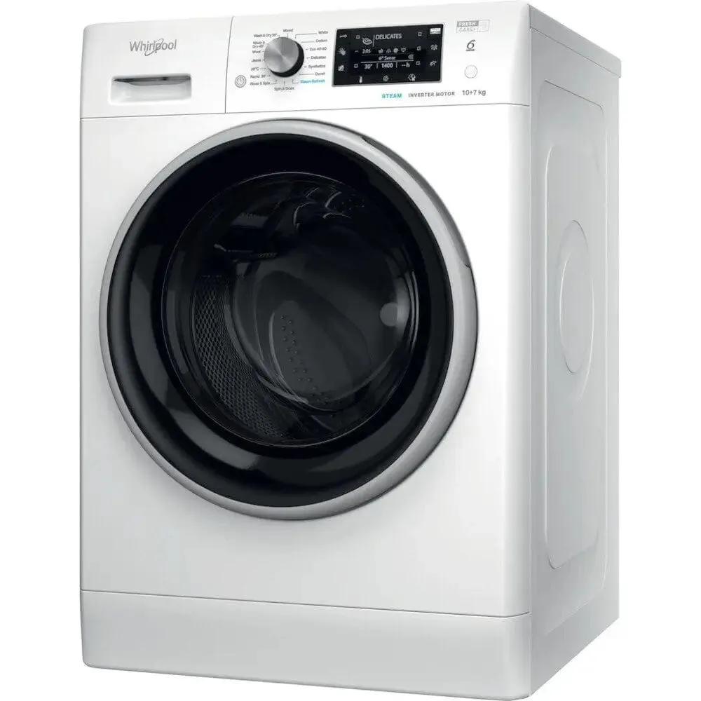 Whirlpool FFWDD1074269BSVUK 10kg/7kg Washer Dryer, 1400 rpm, 60cm Wide - White