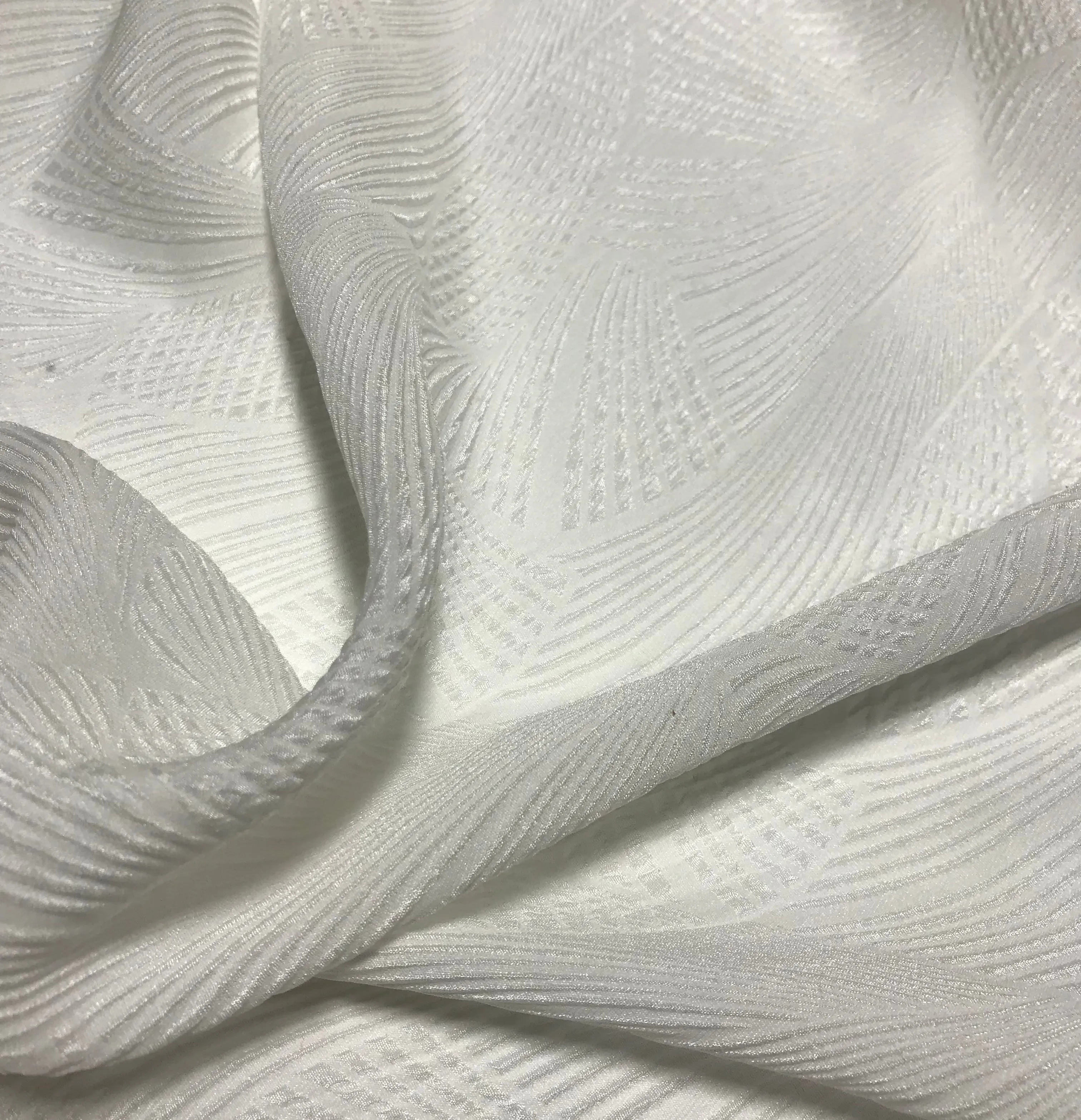 White Fans - Silk Matelasse Fabric