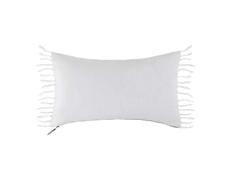 White Lumbar Pillow With Fringe