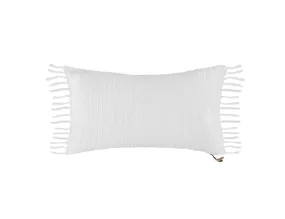 White Lumbar Pillow With Fringe