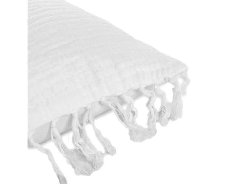 White Lumbar Pillow With Fringe