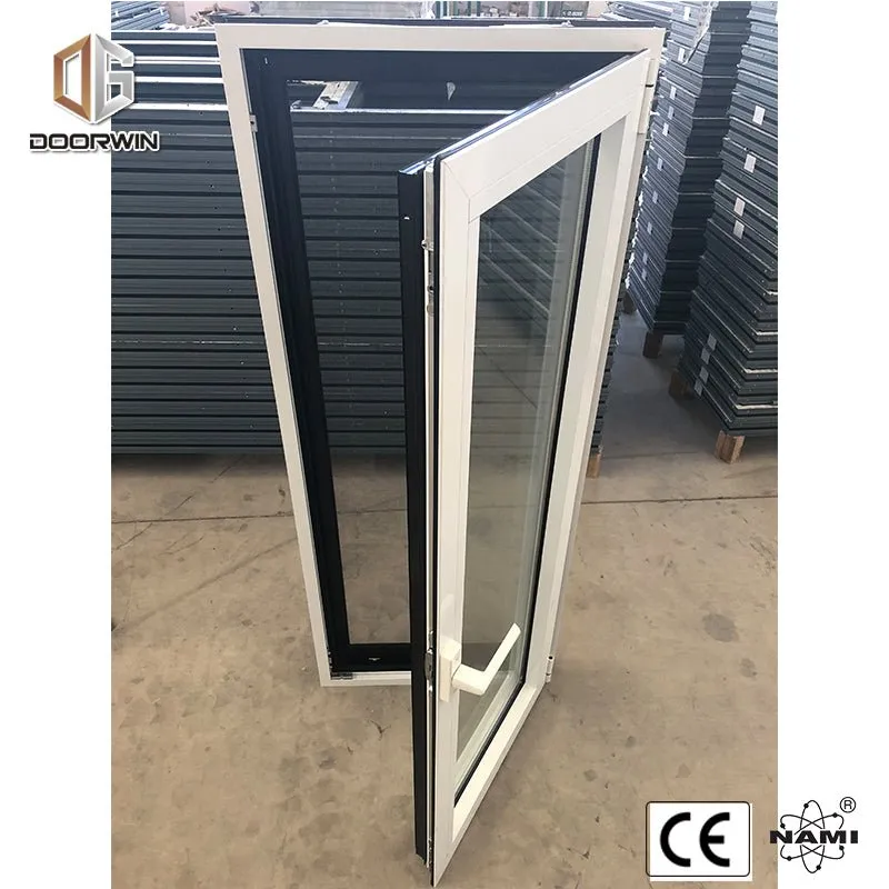 WHITE(interior) BLACK(exterior) THERMAL BREAK ALUMINUM  TILT TURN WINDOW with fixed mosquito net