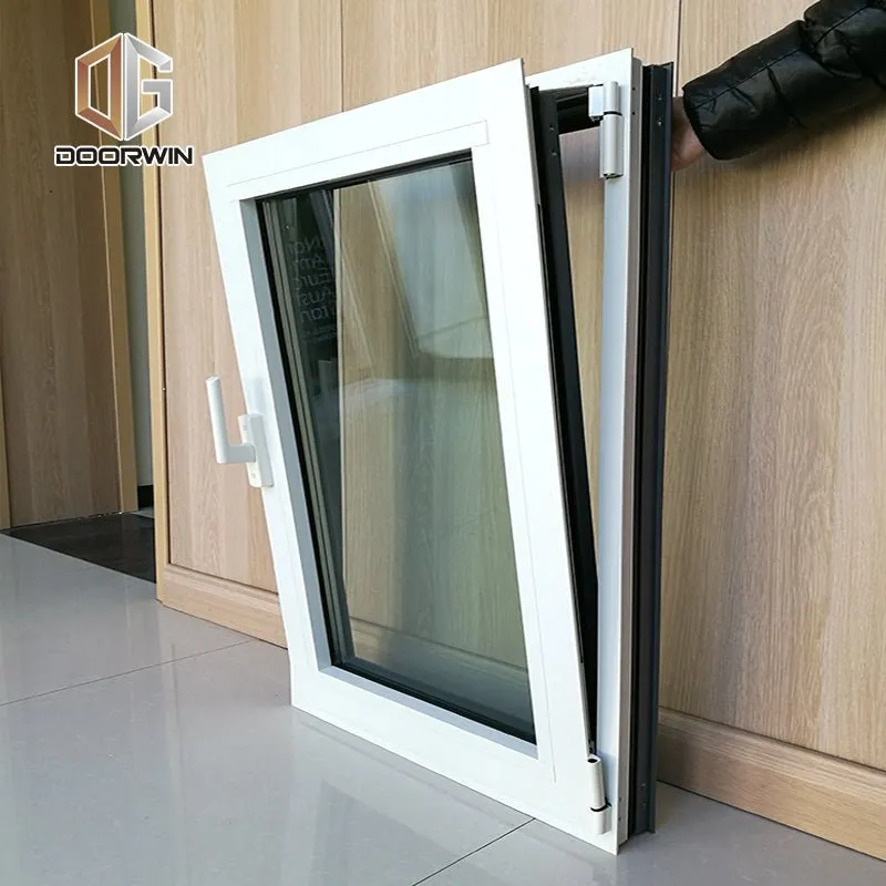 WHITE(interior) BLACK(exterior) THERMAL BREAK ALUMINUM  TILT TURN WINDOW with fixed mosquito net