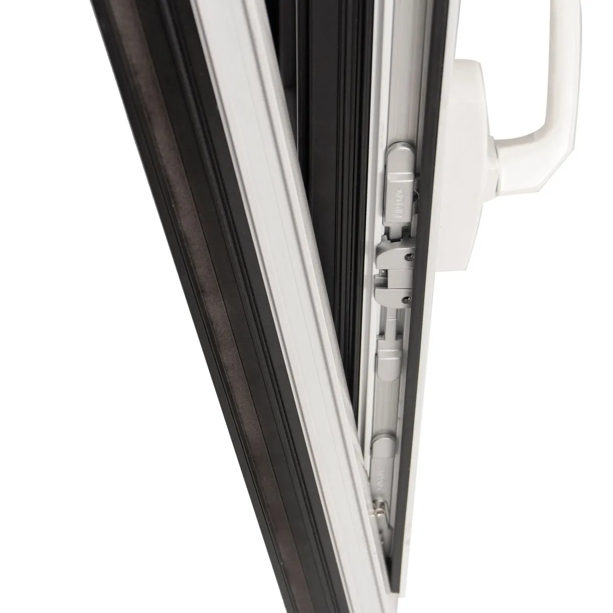 WHITE(interior) BLACK(exterior) THERMAL BREAK ALUMINUM  TILT TURN WINDOW with fixed mosquito net