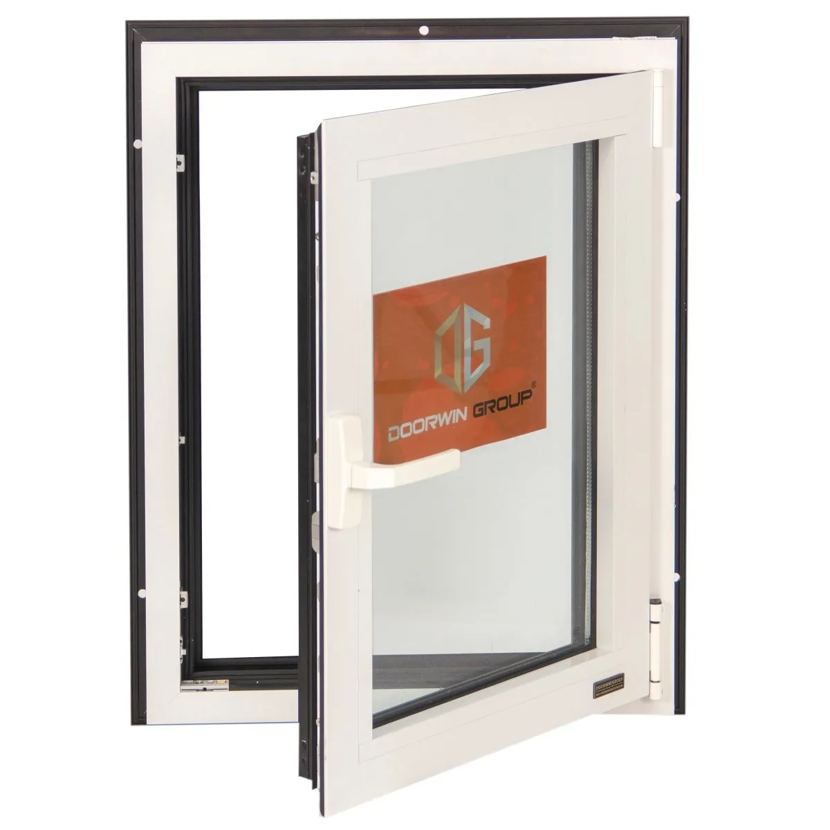 WHITE(interior) BLACK(exterior) THERMAL BREAK ALUMINUM  TILT TURN WINDOW with fixed mosquito net