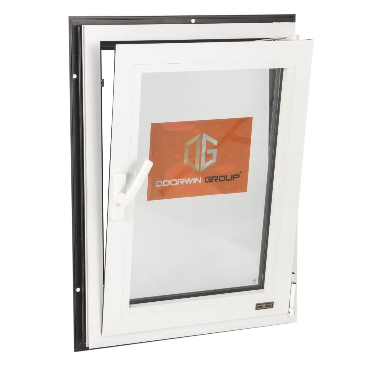 WHITE(interior) BLACK(exterior) THERMAL BREAK ALUMINUM  TILT TURN WINDOW with fixed mosquito net