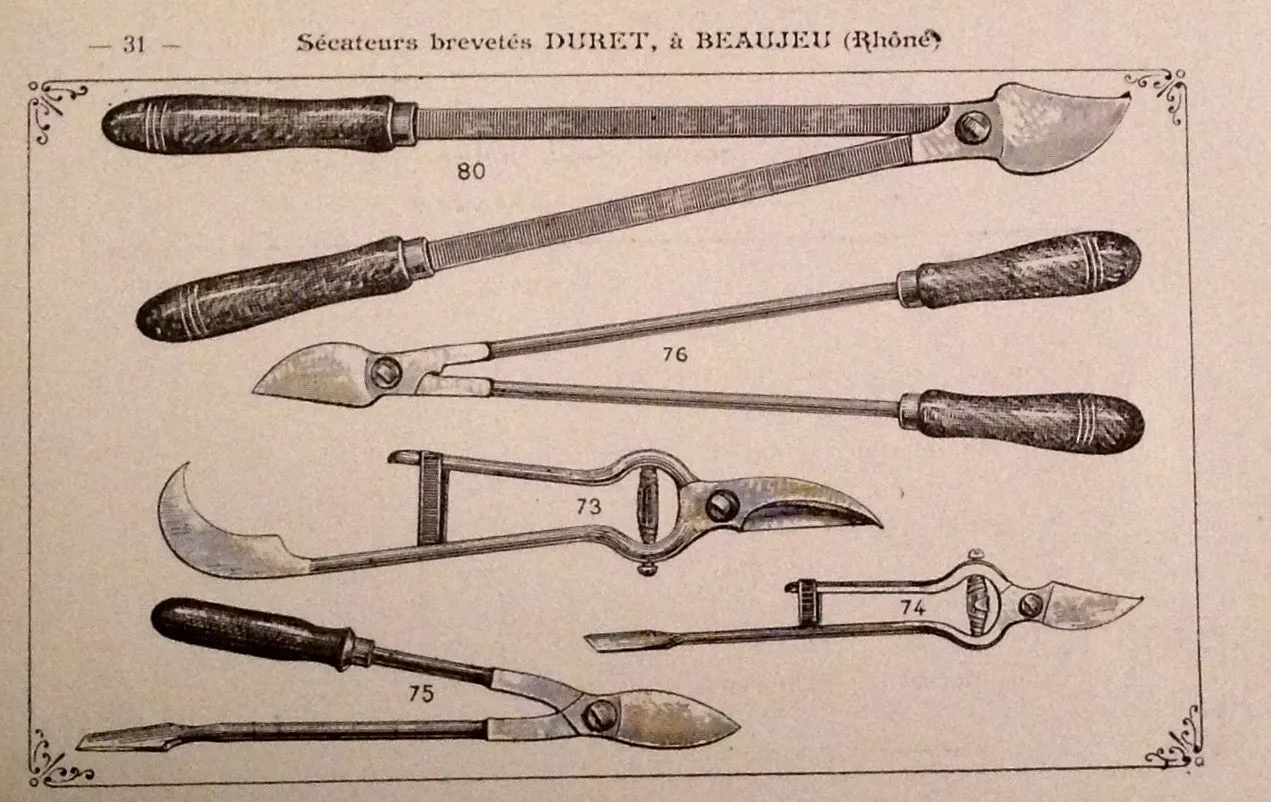 (Wine - Rhone) Duret, F. Manufacture Beaujolaise de Sécateurs Brevetés.