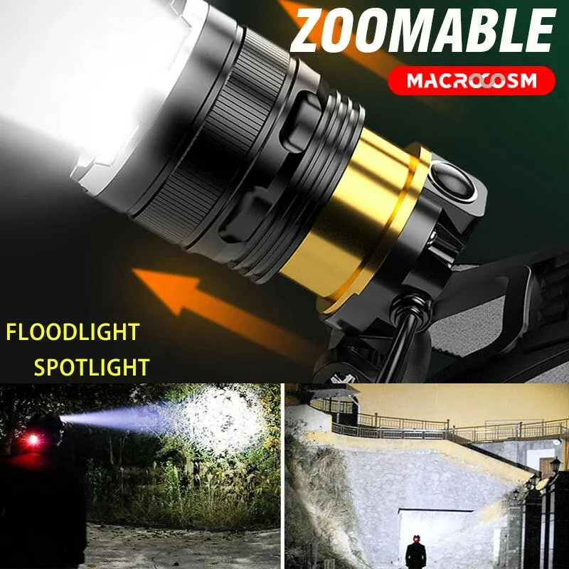 XHP50 High Powerful Headlamp USB Rechargeable Zoomable Head Flashlight Camping Fishing LED Sensor Headlight Use 18650 Battery