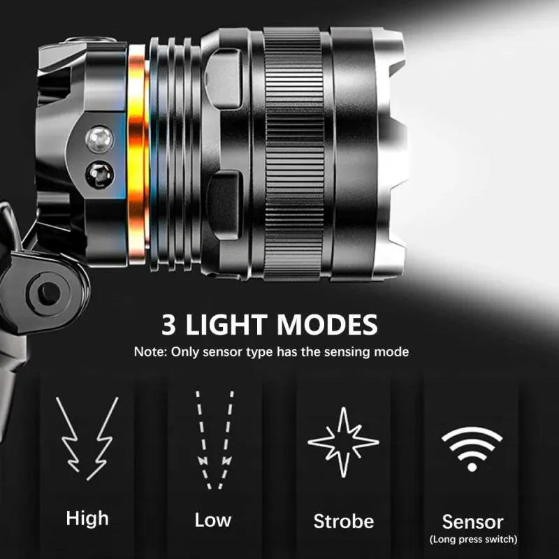 XHP50 High Powerful Headlamp USB Rechargeable Zoomable Head Flashlight Camping Fishing LED Sensor Headlight Use 18650 Battery