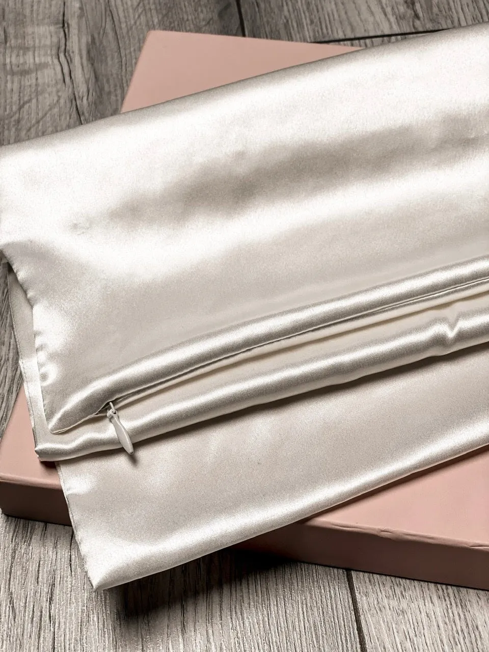 Zipper Premium Silk Pillowcase - Ivory White